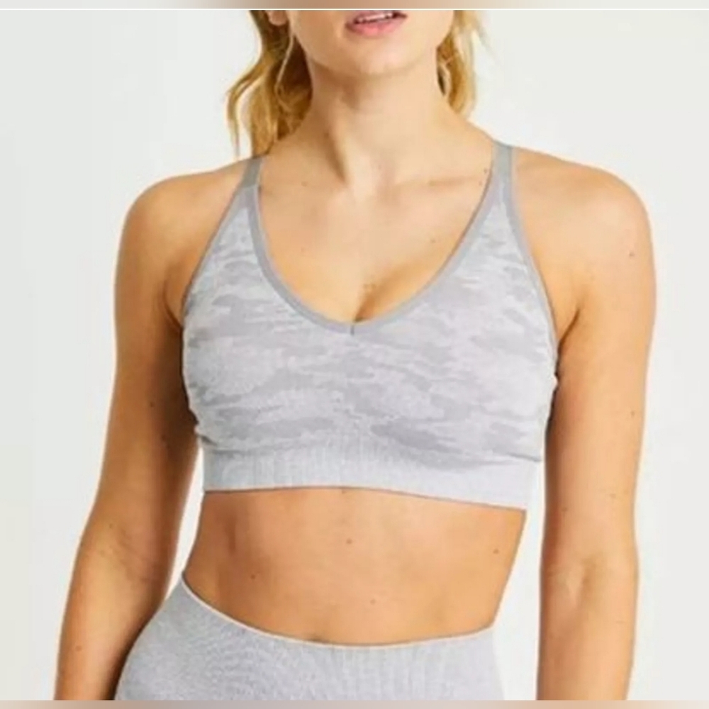 AYBL Evolve Camo Seamless Sports Bra Gray Gym Workout Athletic Women's sz XS